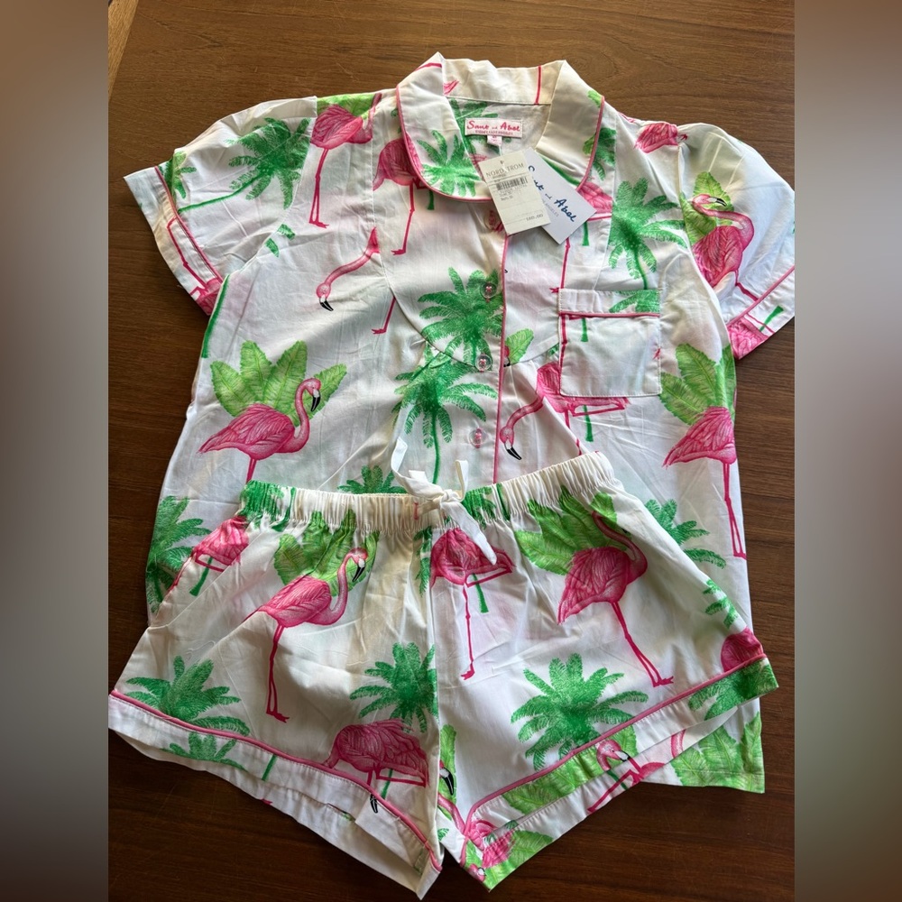 Sant and Abel flamingo shirt shorts Pajama Set NWT Size xs Cotton new with tags